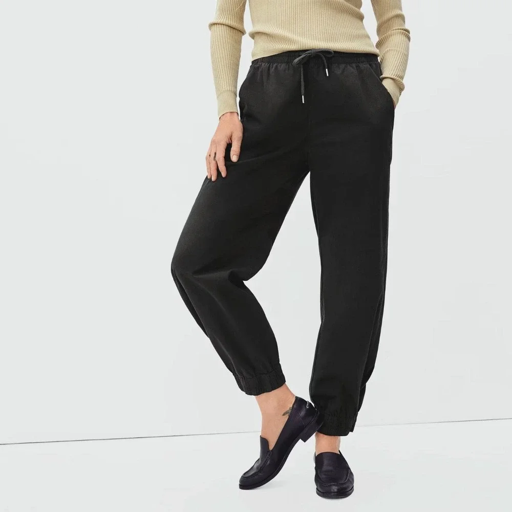 Everlane Organic Cotton Jogger Pants Black Elastic Waist XXS